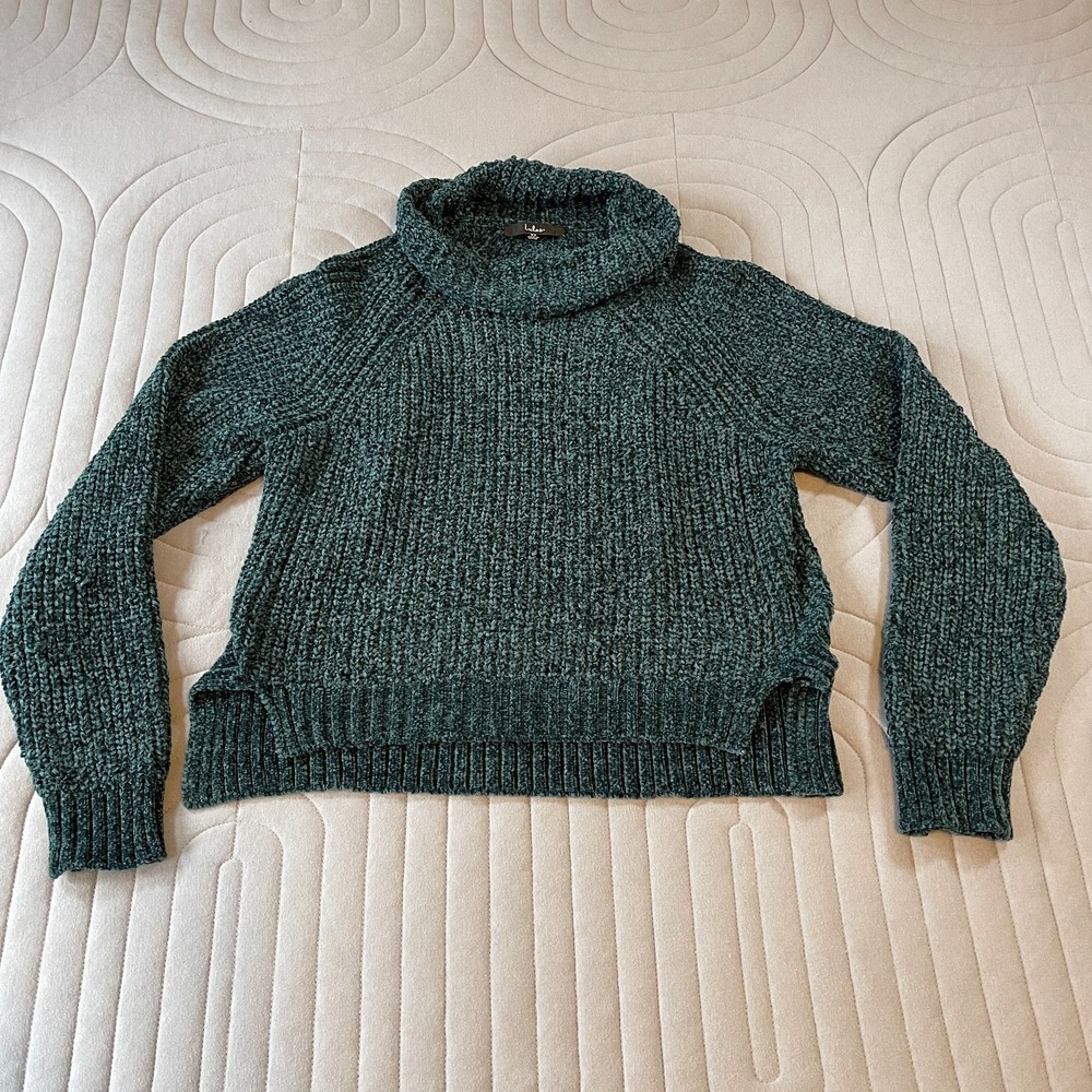 Lulus Sweater Womens Size XS Knit Turtleneck Pullover Long Sleeve Green Cozy